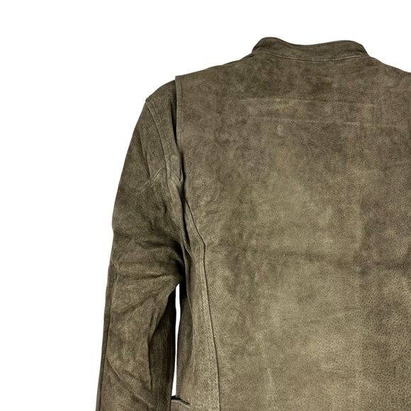 NEW BLANKNYC Cropped Suede Moto Boho Jacket Rosemary Green 100% Leather Jacket - Picture 9 of 12